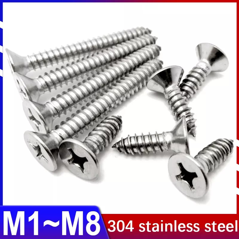 304 Stainless Steel Self-tapping Screws Phillips Countersunk Head Scre